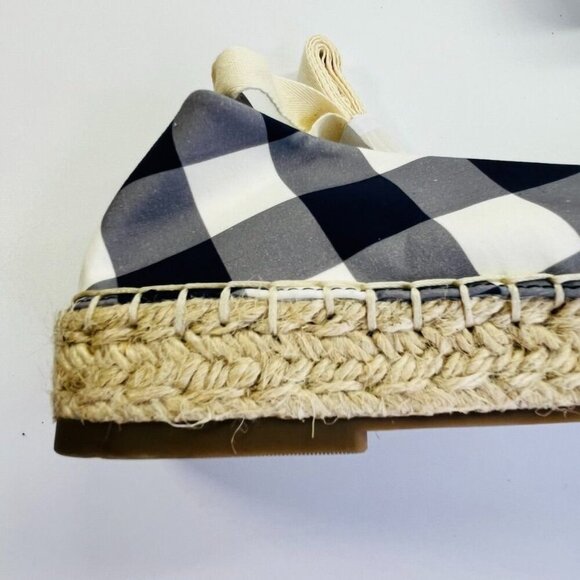 Draper James Georgia Wedge Espadrilles Women's Size 10 Navy, White Ankle Tie - Picture 12 of 13